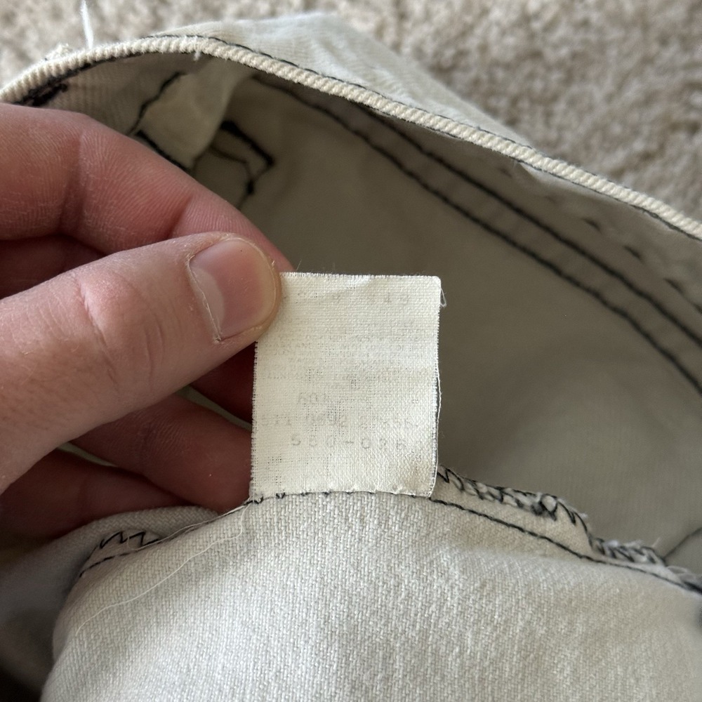 Made In USA 90s White/Creme Levi's 550 Denim Jeans 36x34 Baggy Straight Vintage - Picture 4 of 7